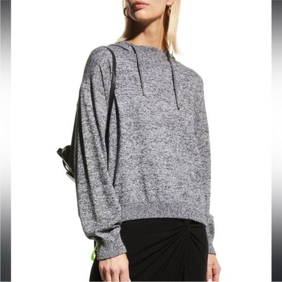 Lisa Todd Tops - Lisa Todd Charcoal Hoodie Neon Highlights Cashmere Cotton
